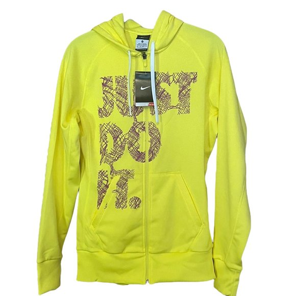 NEW with tags - XS Women's "Just Do It" NIKE Zip Therma-Fit Yellow Hoodie - Picture 1 of 8